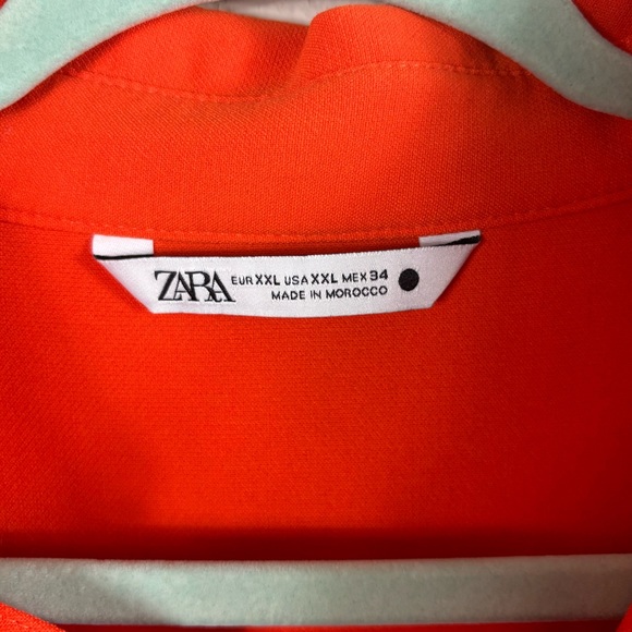 ZARA Woman High Neck Mini Dress With Tied Bow in Bright Orange sz XXL - Picture 11 of 16